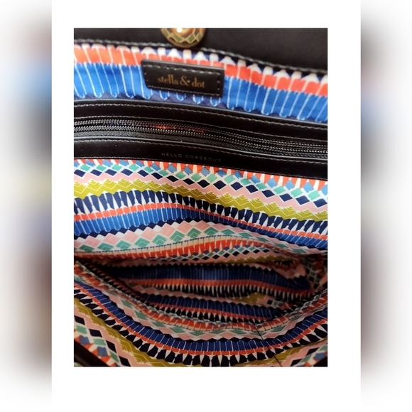 Stella & Dot Black & White Striped Tote - Picture 4 of 4